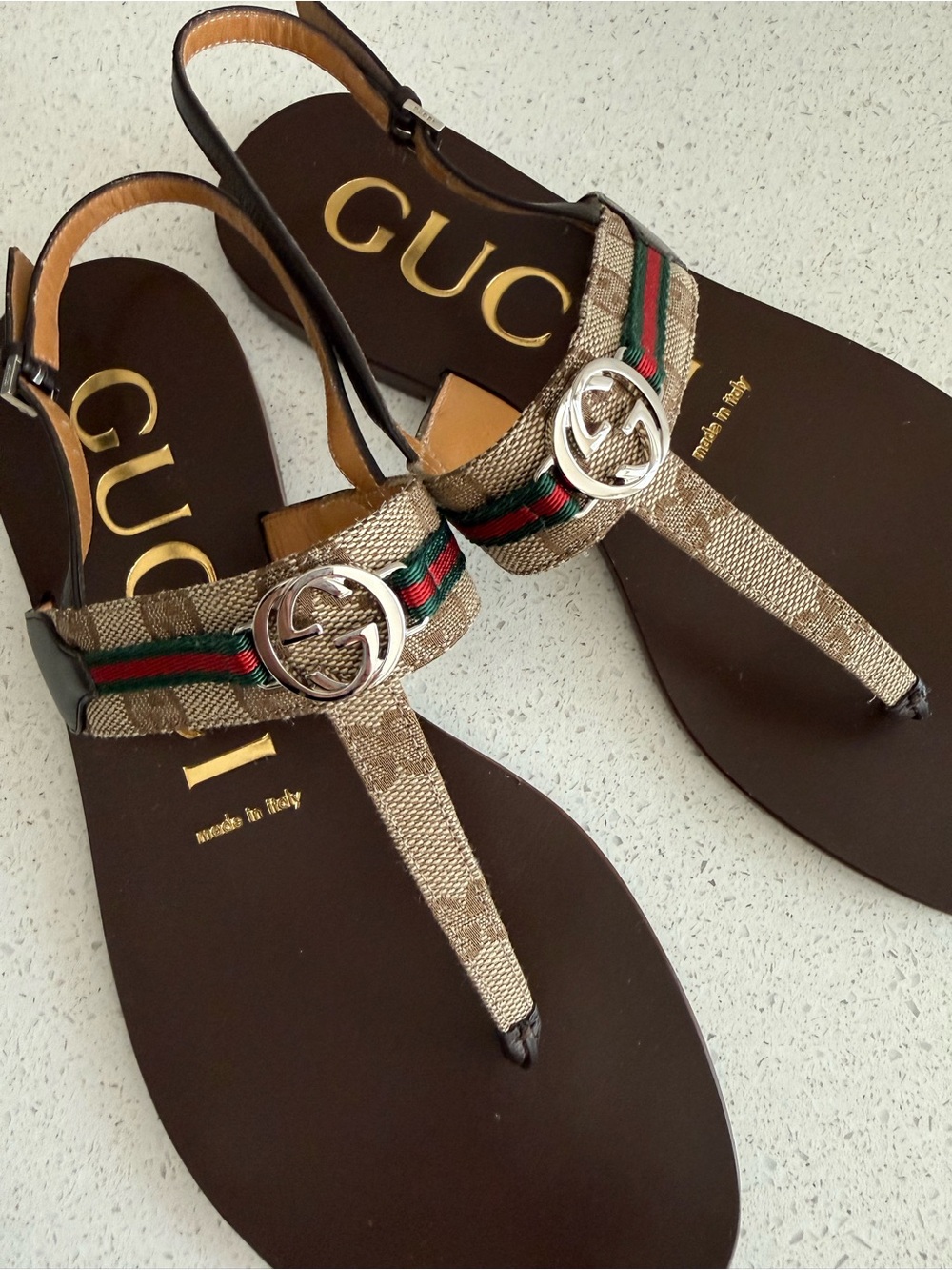 Gucci Interlocking G Sandals Web Slingback Size EU 38 US 8 - Picture 5 of 6